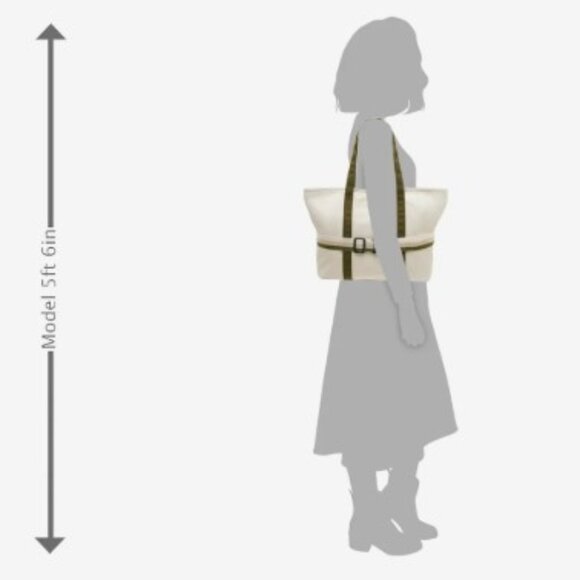 DSW Ivory/Green Canvas Tote Bag with Travel Band NWT - Picture 5 of 9